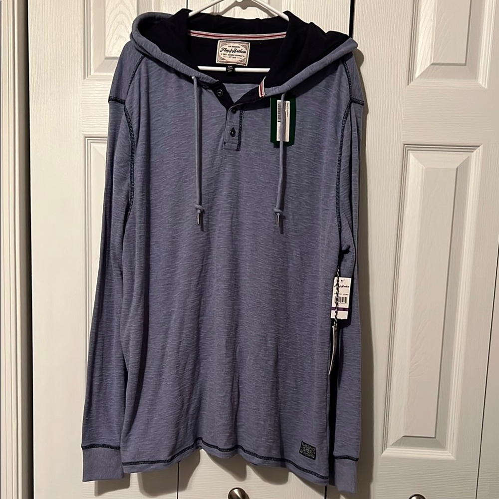 Flag & Anthem NWT Men's Blue Hooded Shirt